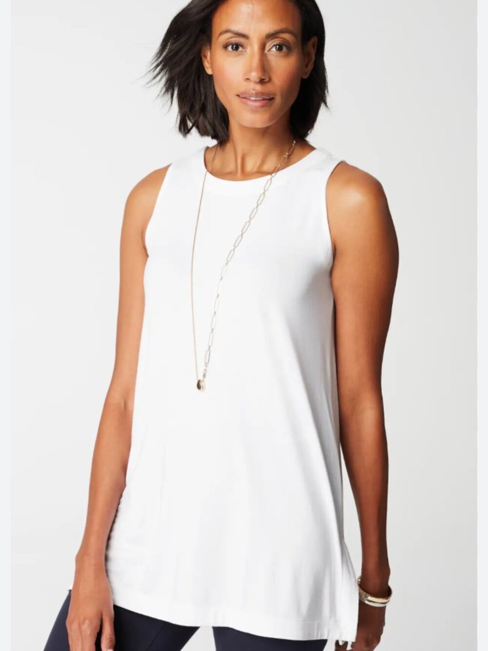 J. Jill White Wearever White Long Layering Tank 1X